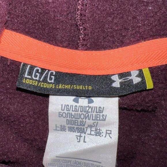 Under Armour Womens Hoodie Hooded Sweatshirt Loose Fit ColdGear Purple Large - Picture 10 of 12